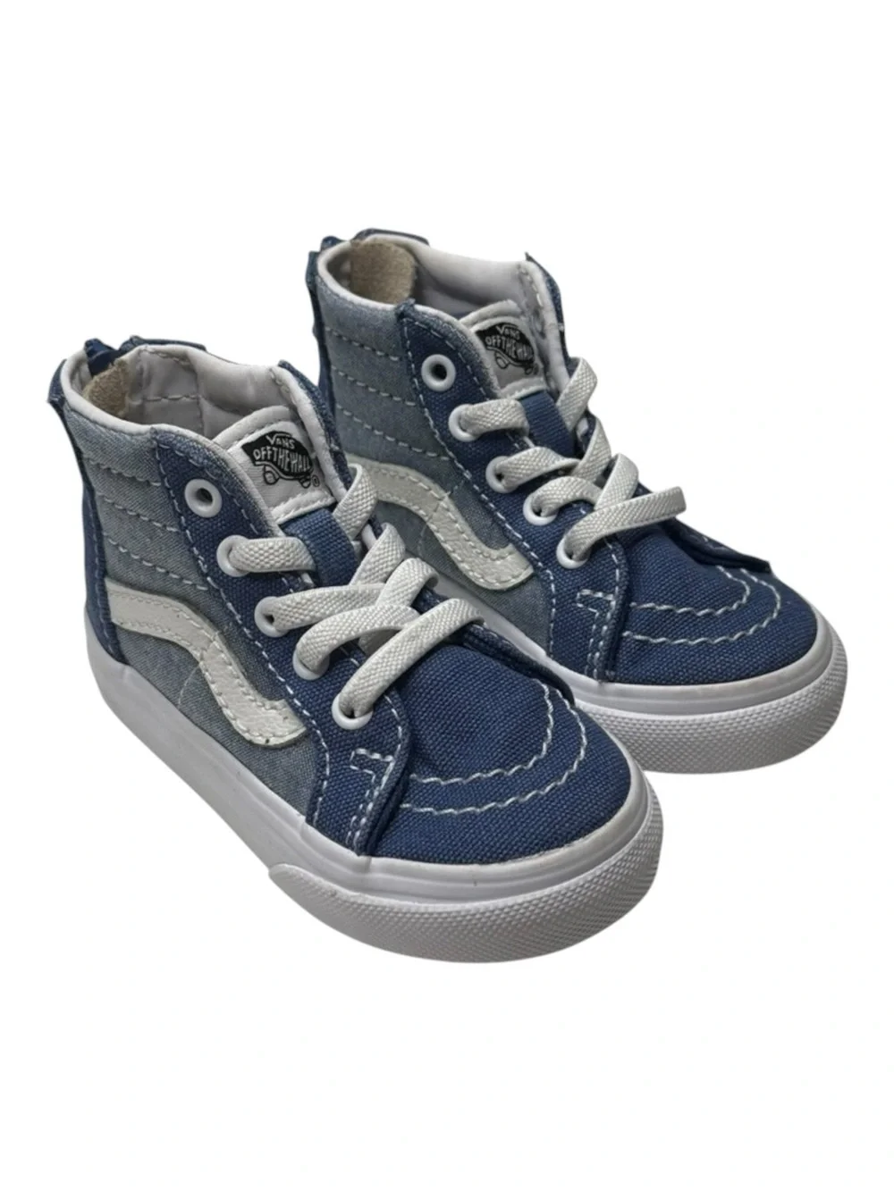Vans ✌︎︎ Sk8-Hi Zip Baby Walker Skate Shoes Sneakers ✌︎︎Denim Chambray ✌︎︎ 5